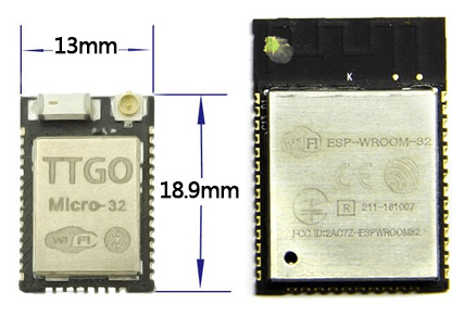  Vergleich TTGO Micro32 und ESP32 WROOM